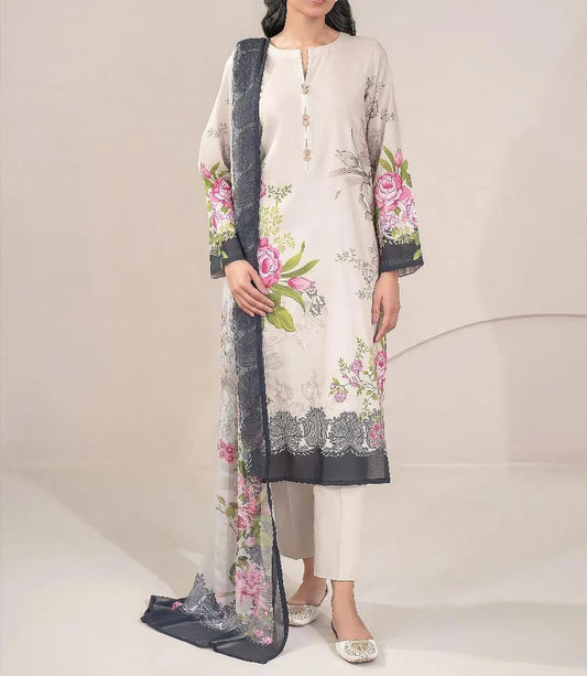 3 PCs women unstitched printed suit